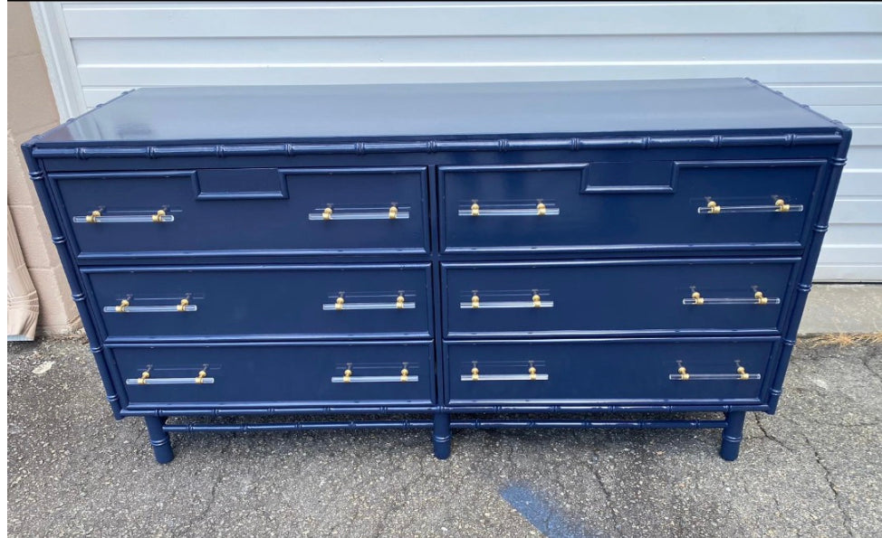 Faux Bamboo Dresser with lucite pulls