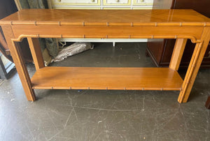 Faux Bamboo Console Table with shelf