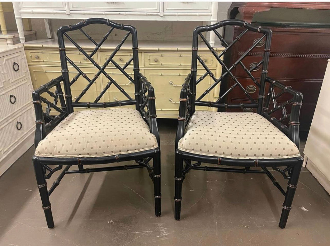 Faux Bamboo Chippendale Chairs - Pair